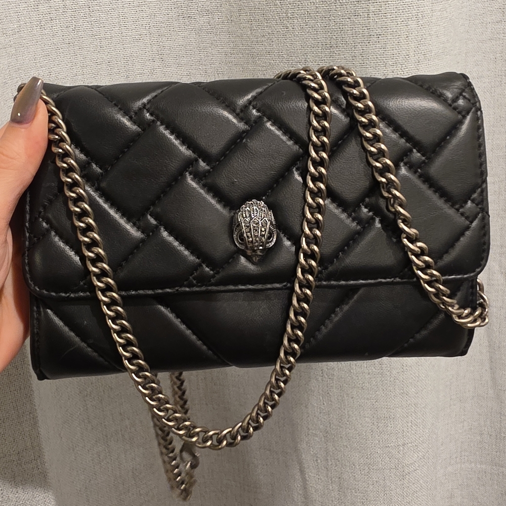 Kurt Geiger Kensington Black Quilted Wallet on a Chain
